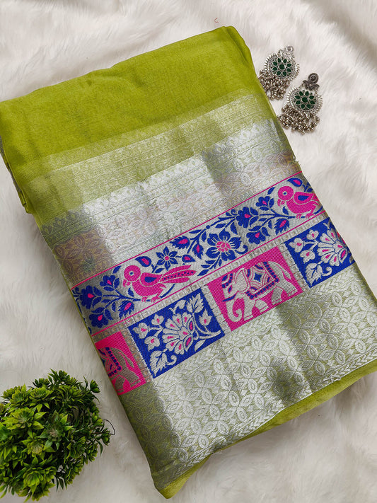 Organza Silk Saree With Kanjivaram Border