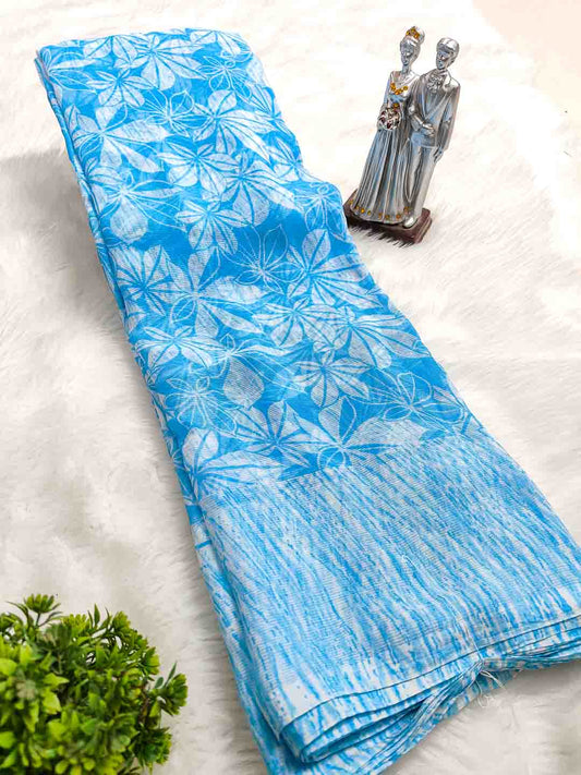 Digital Printed Chiffon Sarees For Women Girls