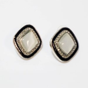 Black Cubic Zirconia/American Diamond Studs Earrings For Women