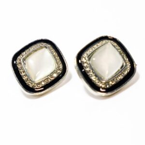 Black Cubic Zirconia/American Diamond Studs Earrings For Women