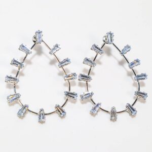 White Cubic Zirconia/American Diamond Hoop Earrings For Women