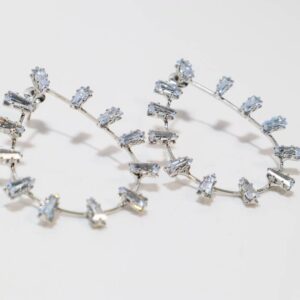 White Cubic Zirconia/American Diamond Hoop Earrings For Women