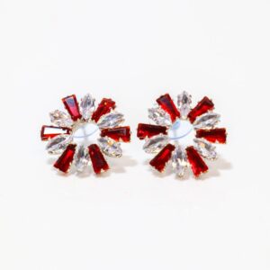 Red Cubic Zirconia/American Diamond Studs Earrings For Women