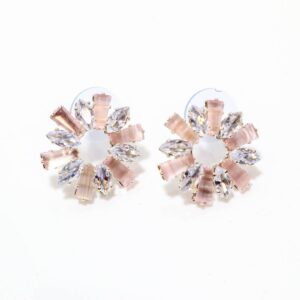 Pink Cubic Zirconia/American Diamond Studs Earrings For Women
