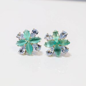 Green Cubic Zirconia/American Diamond Studs Earrings For Women