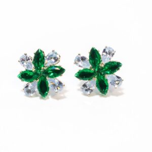 Green Cubic Zirconia/American Diamond Studs Earrings For Women