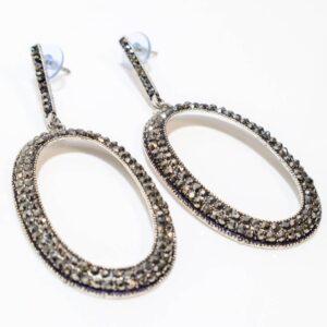 Black Artificial Stone Hoop Earrings Earrings For Women