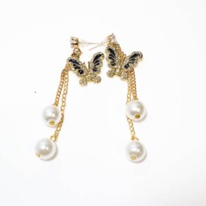 Butterfly Black Pearls Drop Earrings Earrings For Women