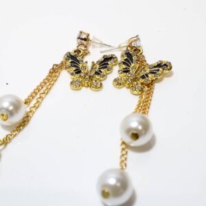 Butterfly Black Pearls Drop Earrings Earrings For Women