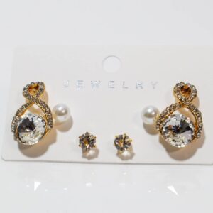 Gold Cubic Zirconia/American Diamond Studs Earrings For Women