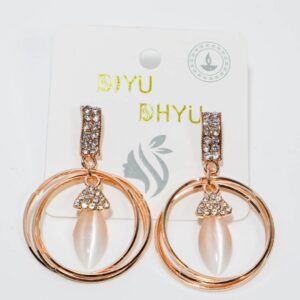 Gold Cubic Zirconia/American Diamond Hoop Earrings Earrings For Women