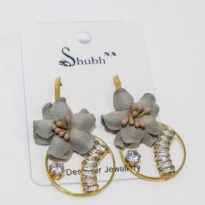 Flower Grey Artificial Stone Hoop Earrings Earrings For Women
