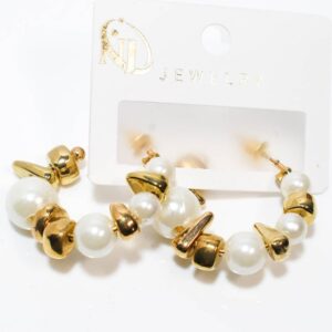Gold Pearls Hoop Earrings Earrings For Women