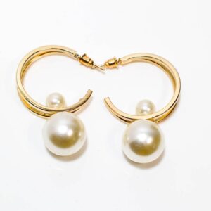 Gold Pearls Hoop Earrings Earrings For Women