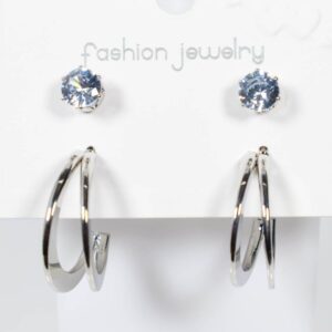 Silver Artificial Stone Hoop Earrings Silver Plated Earrings for Women & Girls