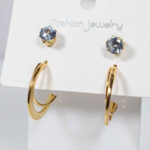 Gold Artificial Stone Hoop Earrings Gold Plated Earrings for Women & Girls
