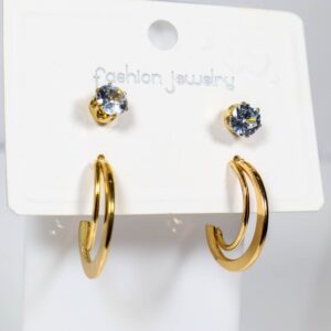 Gold Artificial Stone Hoop Earrings Gold Plated Earrings for Women & Girls
