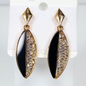 Black Monalisa Stone Drop Earrings Gold Plated Earrings for Women & Girls