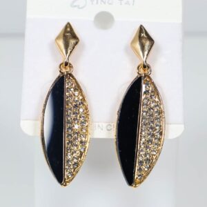Black Monalisa Stone Drop Earrings Gold Plated Earrings for Women & Girls