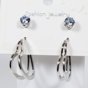 Silver Artificial Stone Studs Silver Plated Earrings for Women & Girls