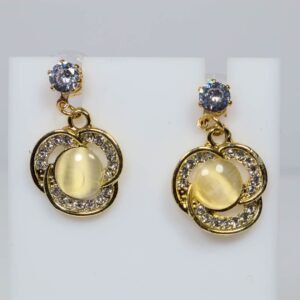 Gold Monalisa Stone Drop Earrings Gold Plated Earrings for Women & Girls