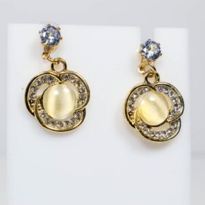 Gold Monalisa Stone Drop Earrings Gold Plated Earrings for Women & Girls