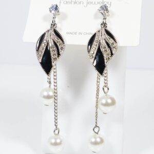 Black Artificial Stone Drop Earrings Silver Plated Earrings for Women & Girls