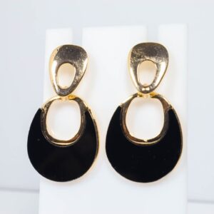 Black Artificial Stone Drop Earrings Gold Plated Earrings for Women & Girls