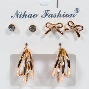 Rose Gold Artificial Stone Hoop Earrings Rose Gold Plated Earrings for Women & Girls
