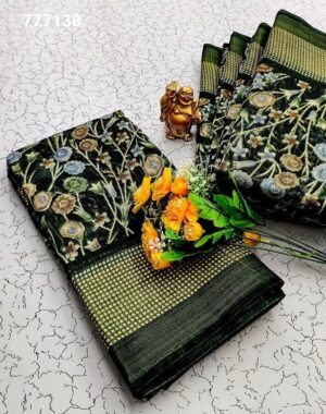 Green Fancy Printed Cotton Sarees
