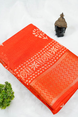 Orange Dola Silk Cotton Saree