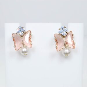 Pink Butterfly 1 Pair Cute Drop Earring Set For Women, women earrings, earrings for girl